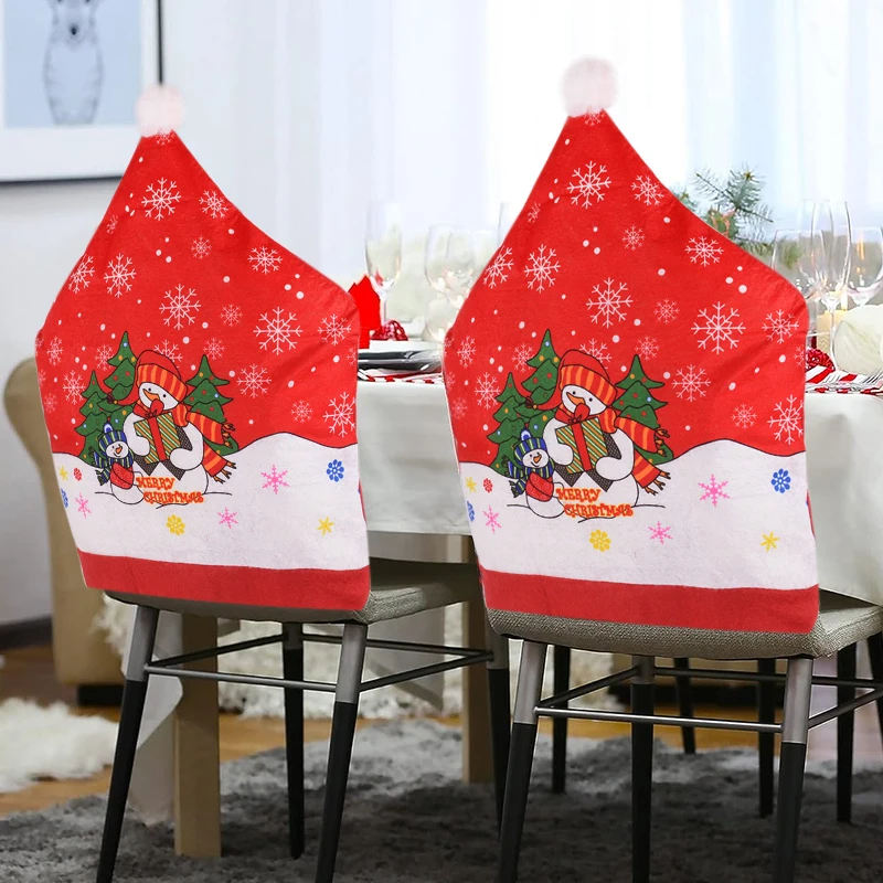 Чехлы на стулья с рождественской шапкой Санта Клауса чехол сиденье из нетканого