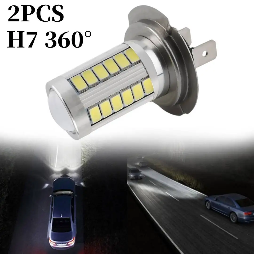 

автомобильный H7 LED лампа тумана 360 градусов ультрасветло белая автомобильная лампа DRL сигнальная лампа 5630 чип 33 SMD автозапчасти 2pc