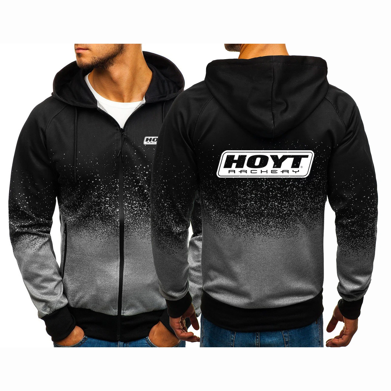 

2023 HOYT Archery Huntinger Bows Men's New Spring Jacket Casual Harajuku Gradient Coat Sweatshirts Zipper Hoodies Tops Clothing