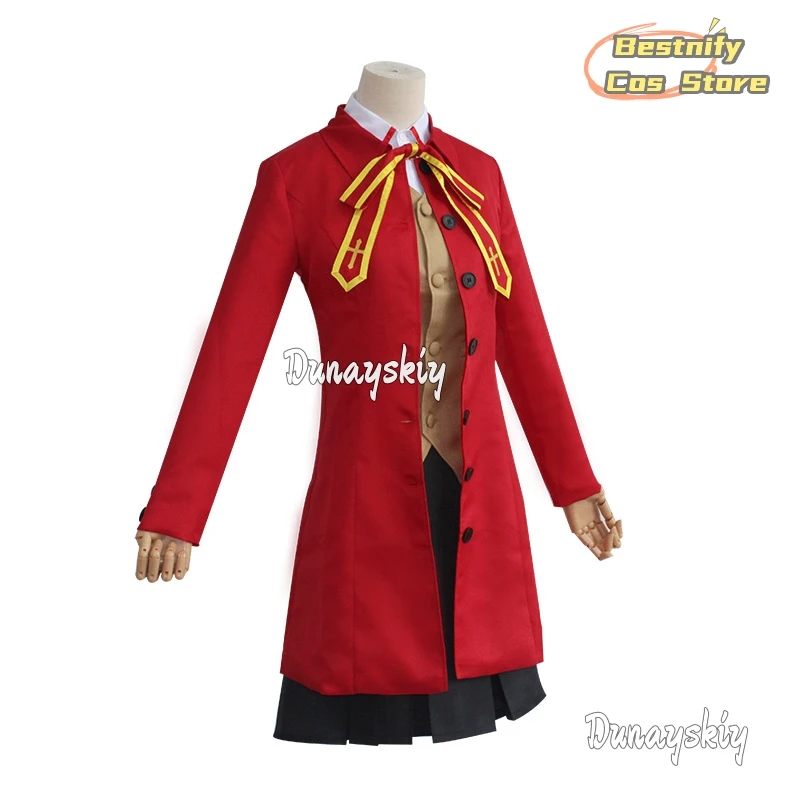 Аниме игра Fate/stay Night Tohsaka Rin Косплей Костюм Парик Красный Дьявол Длинное Пальто