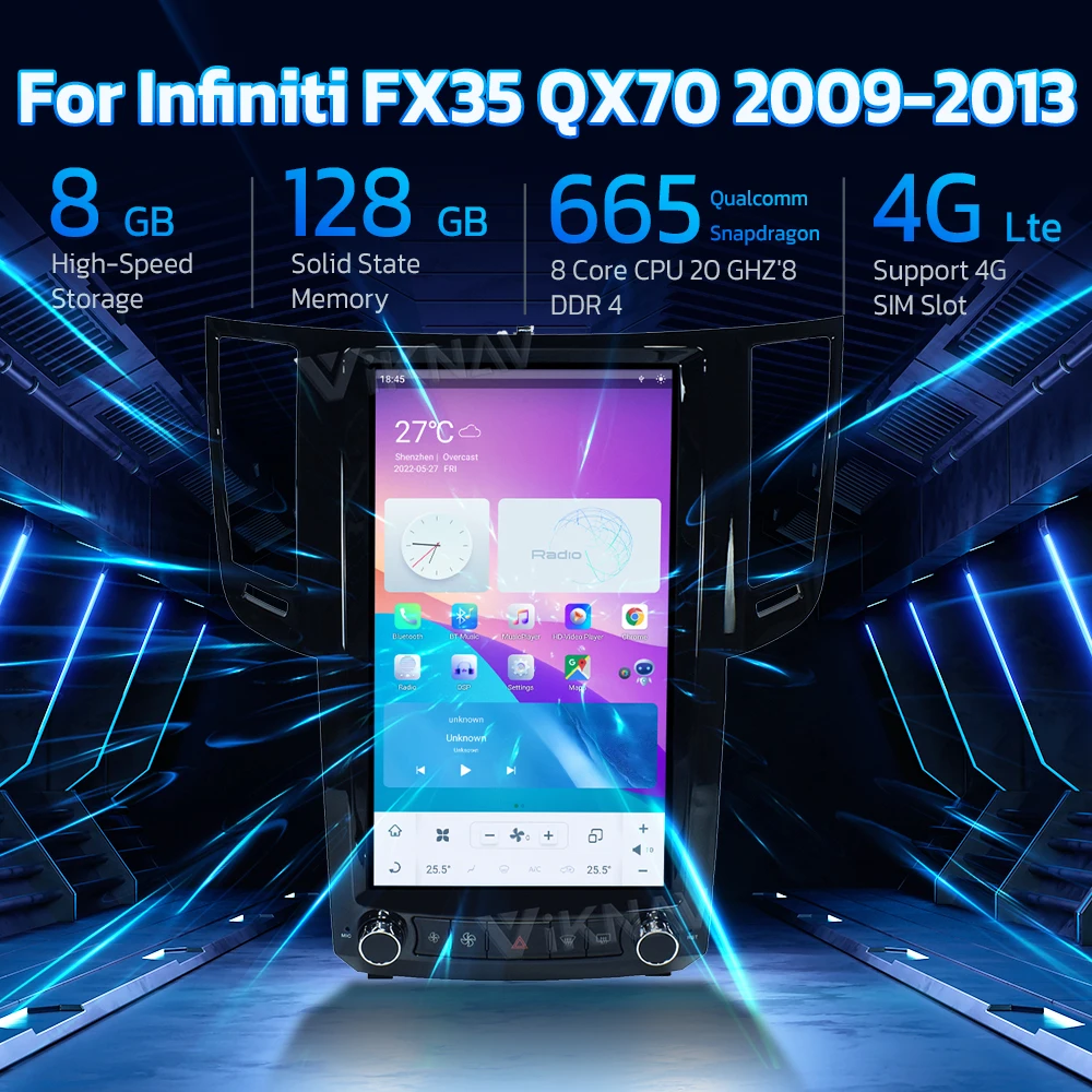 

13,6 дюймовый Android 11 автомобильный радиоприемник обновленный для Infiniti FX35 QX70 2009-2013 автомобильный стерео Мультимедийный плеер GPS навигация головное устройство