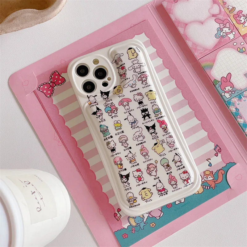 Sanrio Kawaii коллекция мультяшных персонажей изогнутый Iphone11 подходит для Iphone12/13Promax Phone Shell Xs/xr противоударный мягкий чехол