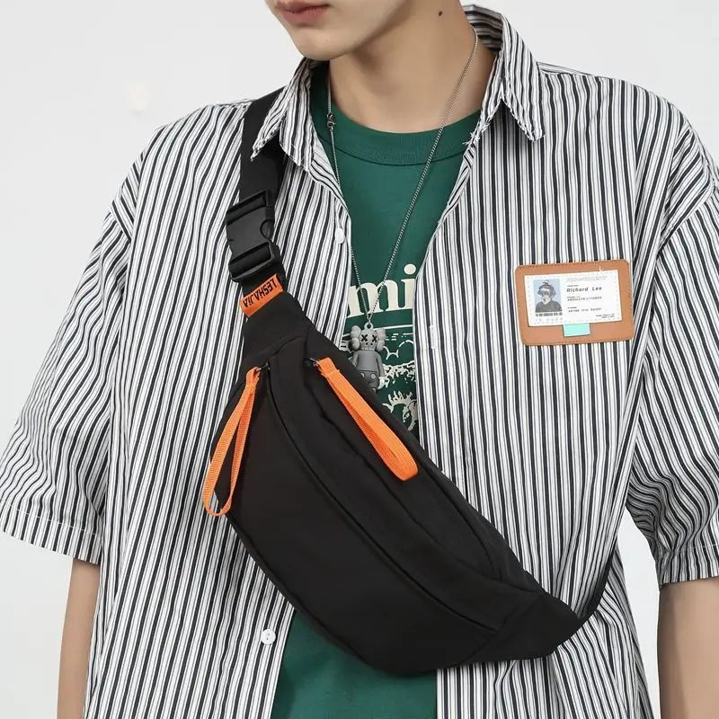 Men's Fashion Brand Sport Chest Bag  Japanese Style Simple Waist Bag Shoulder Bag Men's Canvas Casual Messenger Bag