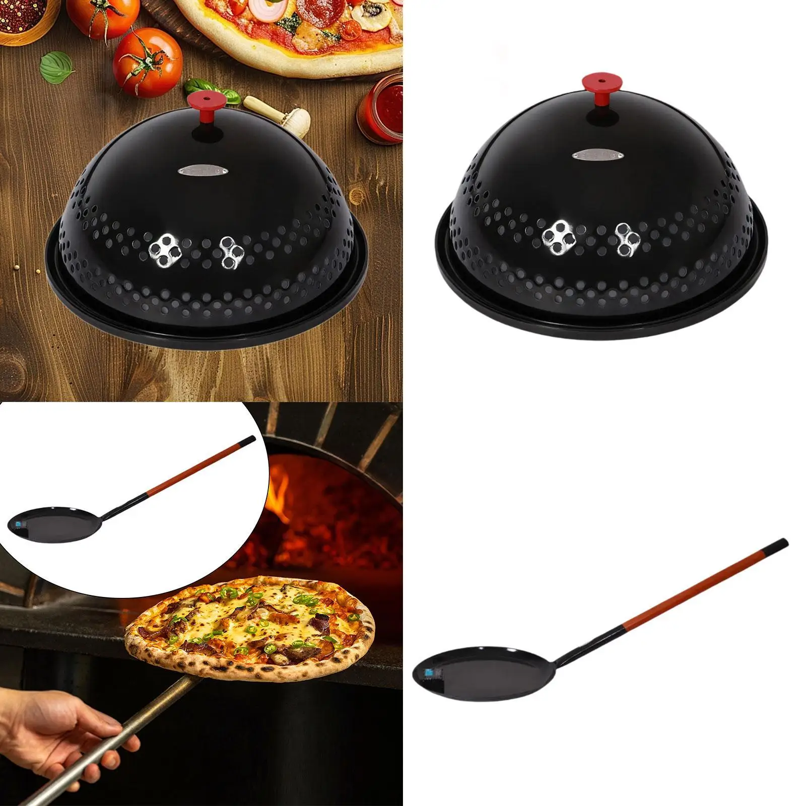 Pipoca Popper Tampa de Panela Redonda Panela de Fritura Esmalte Estoura Grãos Uso Exterior Panela de Pipoca Premium Máquina de Pipoca SEM AGITAR SEM MEXER Preto