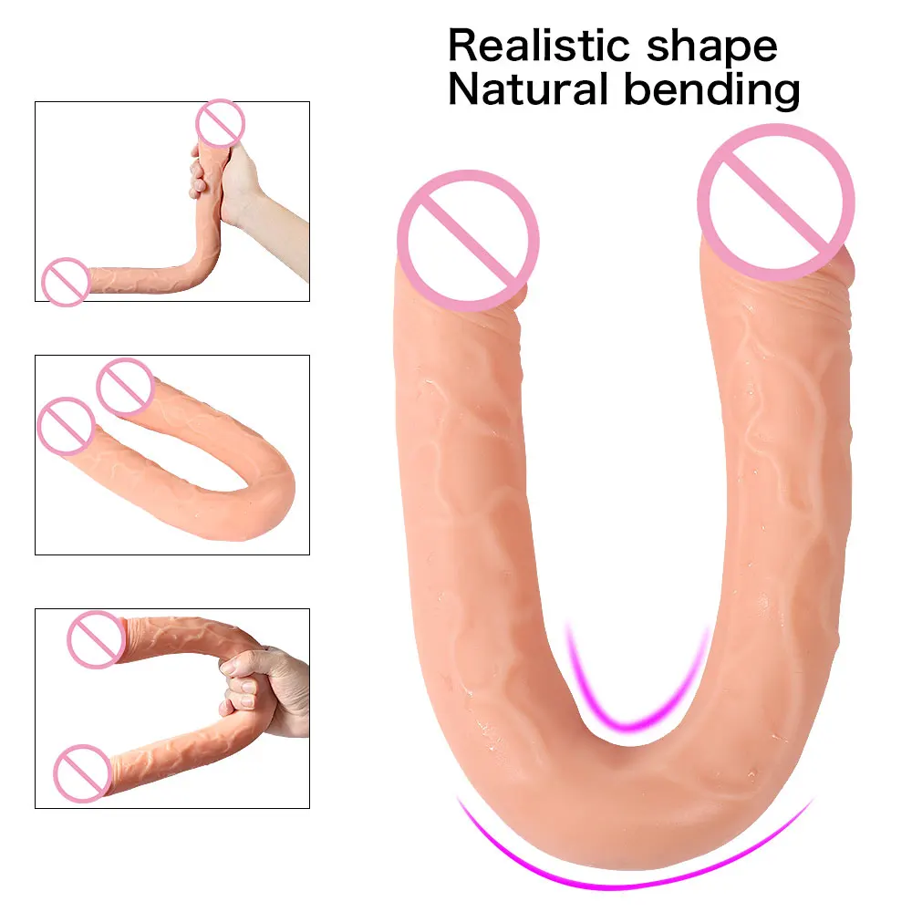 

PVC super thick simulation double-headed penis long jelly realistic dildos flexible big penis female masturbation lesbian toys