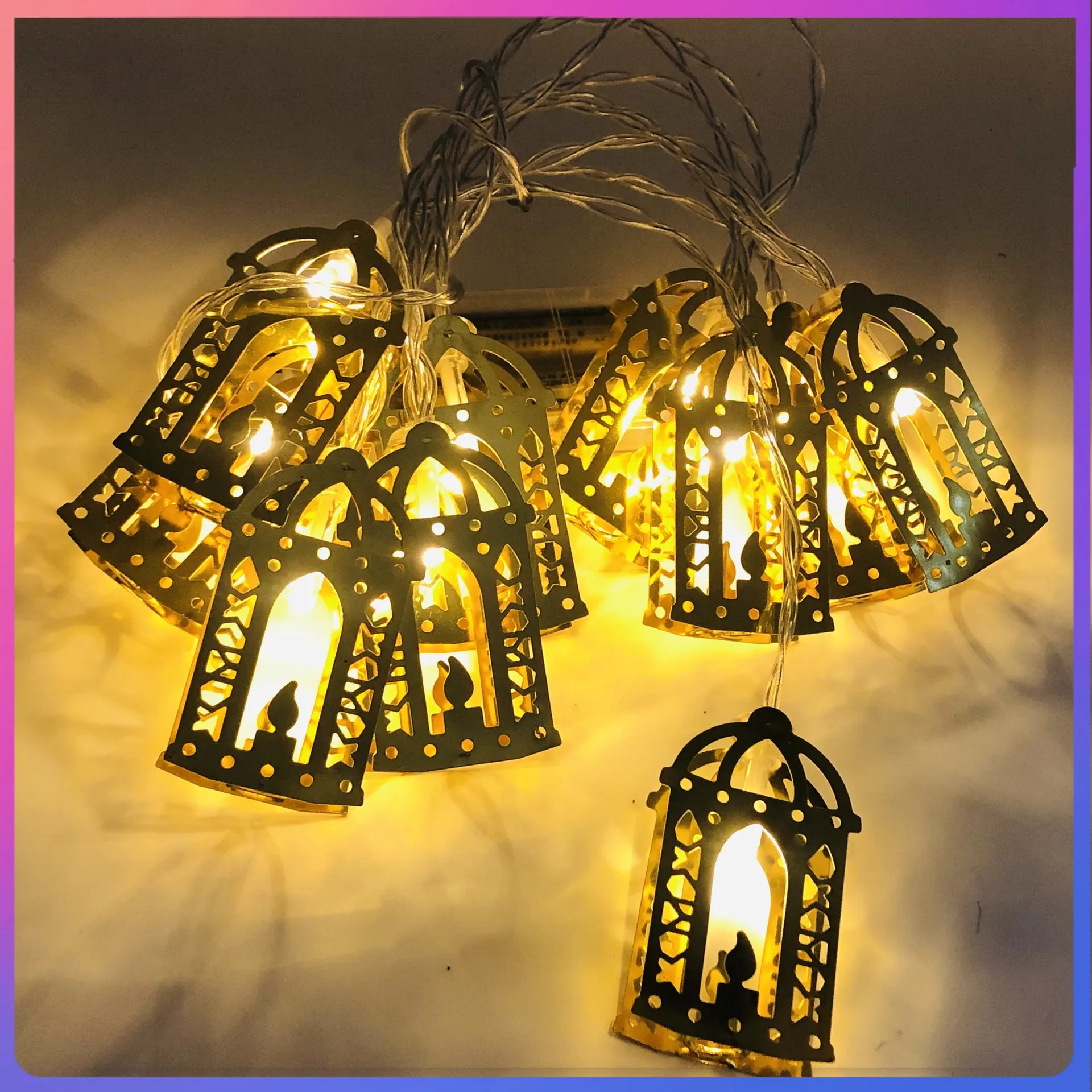 

2022 New Muslim Party LED Light Iron Material Moon Castle Palace Ramadan Festival Eid Gurbon Multi-Style Decorations Eid Al Fitr