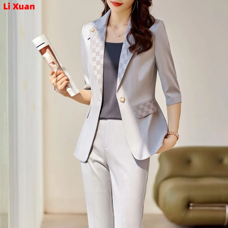 Superior Quality  Spring Formal Ladies Fashion Blazer Women Business Suits with Sets Work Wear Office Casual  Pants Jacket  Suit