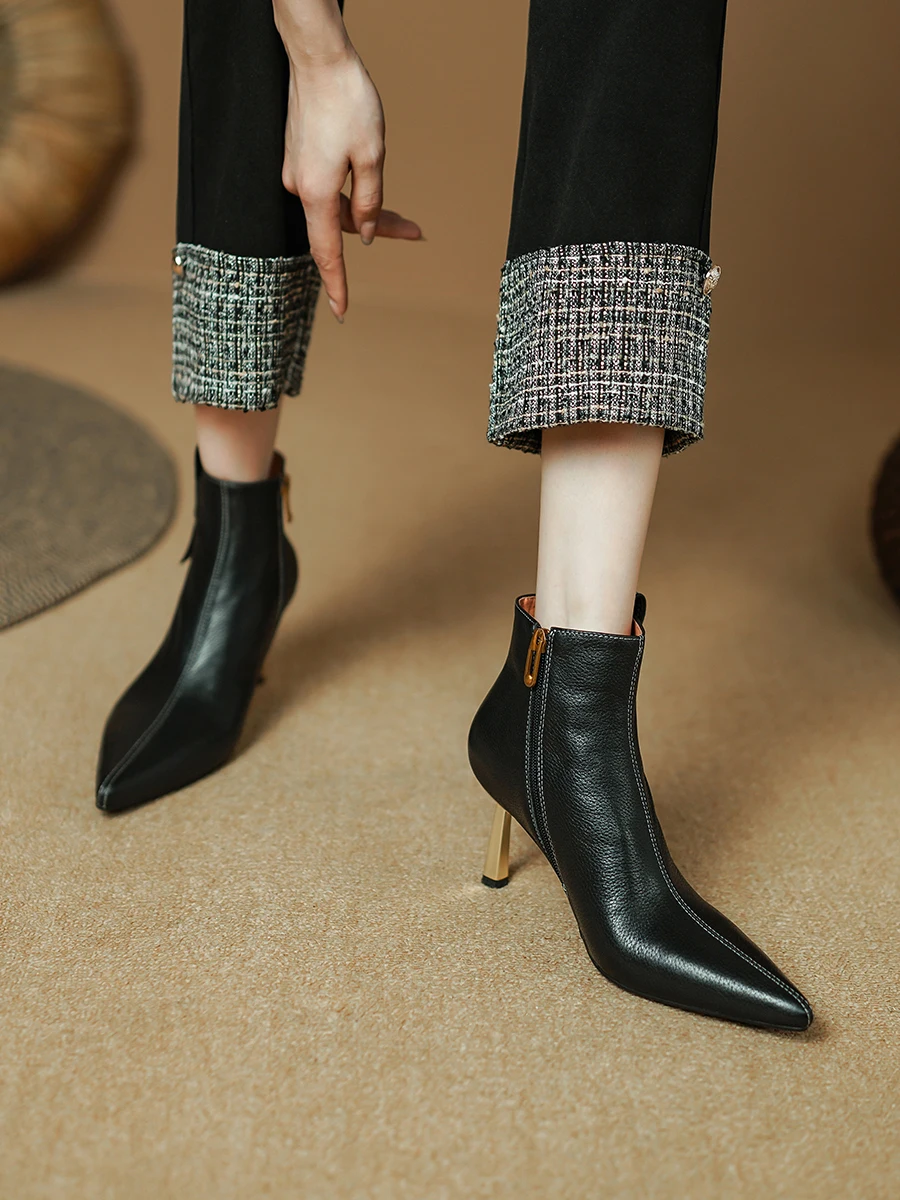 Женские ботильоны из натуральной кожи новые весенне-осенние модные ботинки с