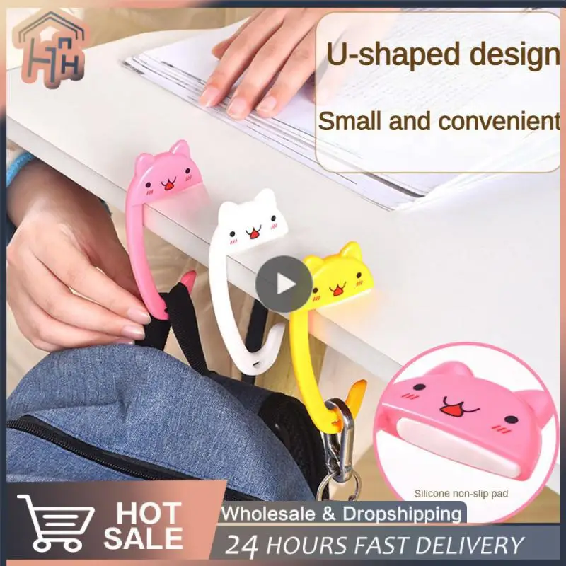 

Punch-free Table Money Bag Hook U-shaped Design Storage Tool Animal Hook Plastic Portable Folding Bag Hook Hanger Wall Bracket