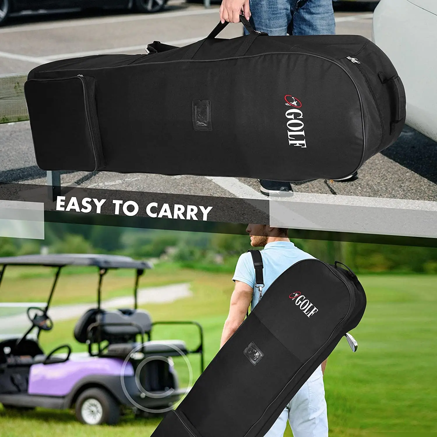 Golf Travel Plane Bags With Wheel And Detachable Shoulder Straps Foldable Golf Club Travel Cover for Airlines Golf Aviation Bag