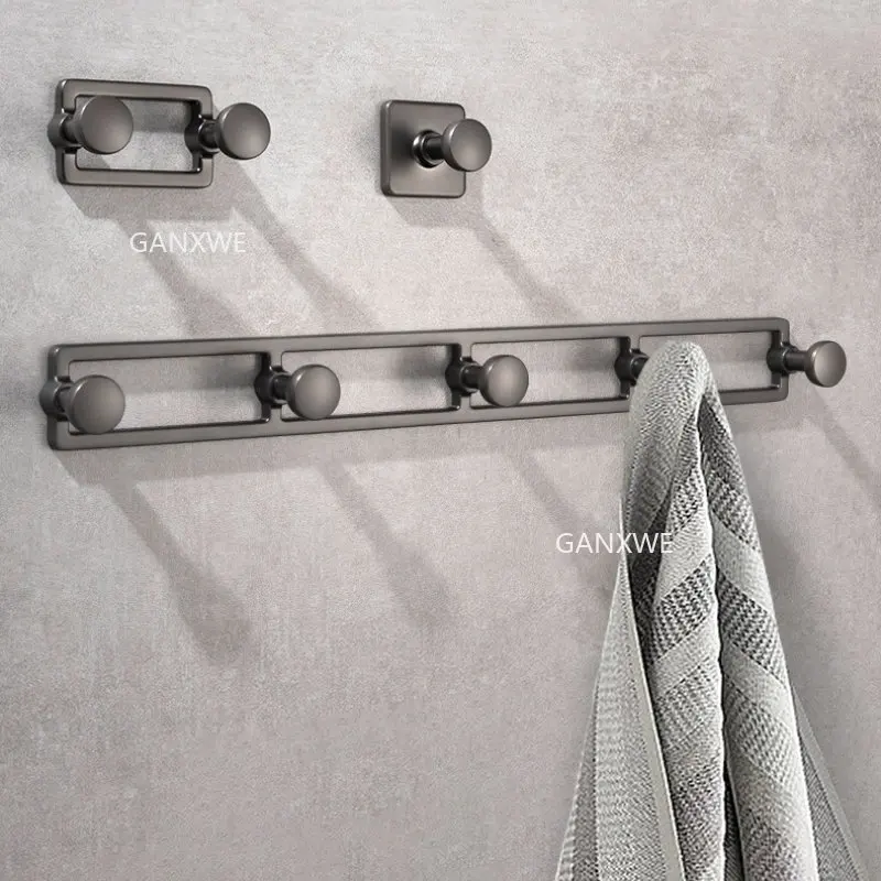 

Mounted Solid Zinc Alloy Hardware 1-5 Hook Bathroom Accessories Black Gold Robe Hooks Wall