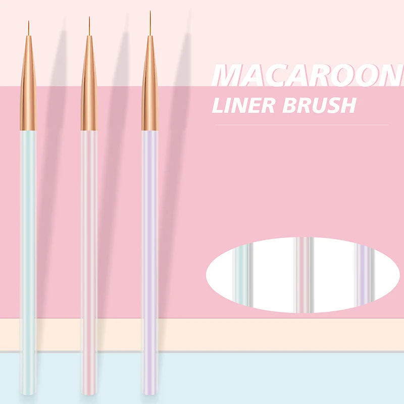 

3Pcs Acrylic French Stripe Nail Art Liner Brush Set 3D Tips Manicuring Ultra-thin Line Drawing Pen UV Gel Brushes Painting Tools