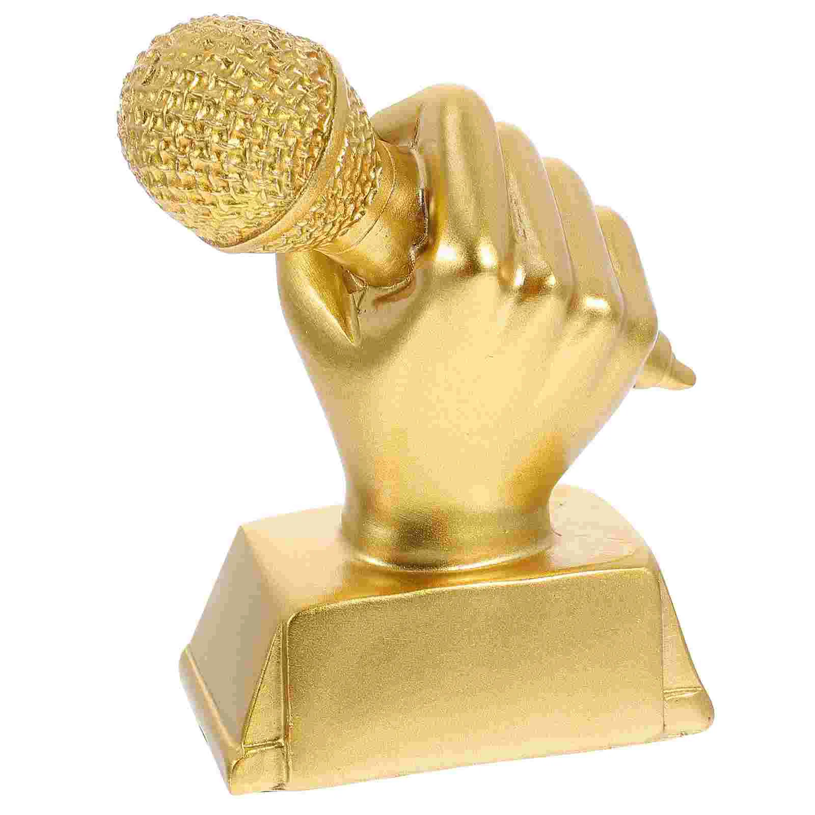 

Trophy Microphone Award Singing Party Music Favors Awards Decor Trophies Gold Home Speech Accessory Children Karaoke Small Dance