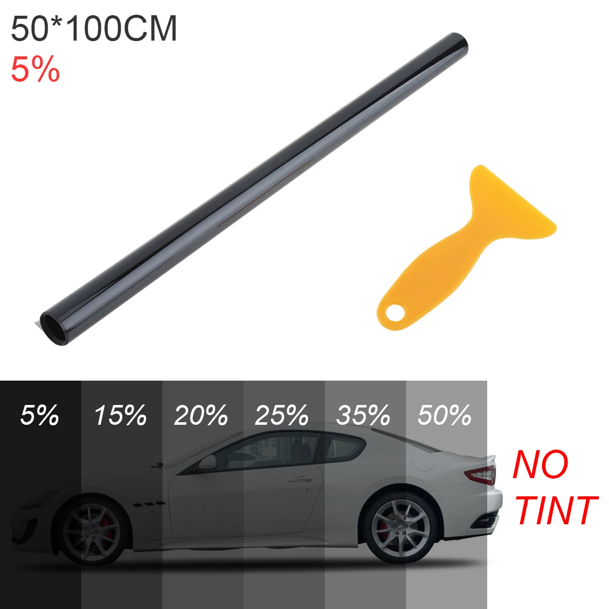 

Five Percent Translucent 50 x 100CM PVC Thickening Antiwear Car Sun Shade UV Protection Side Window Film VLT Solar Sticker