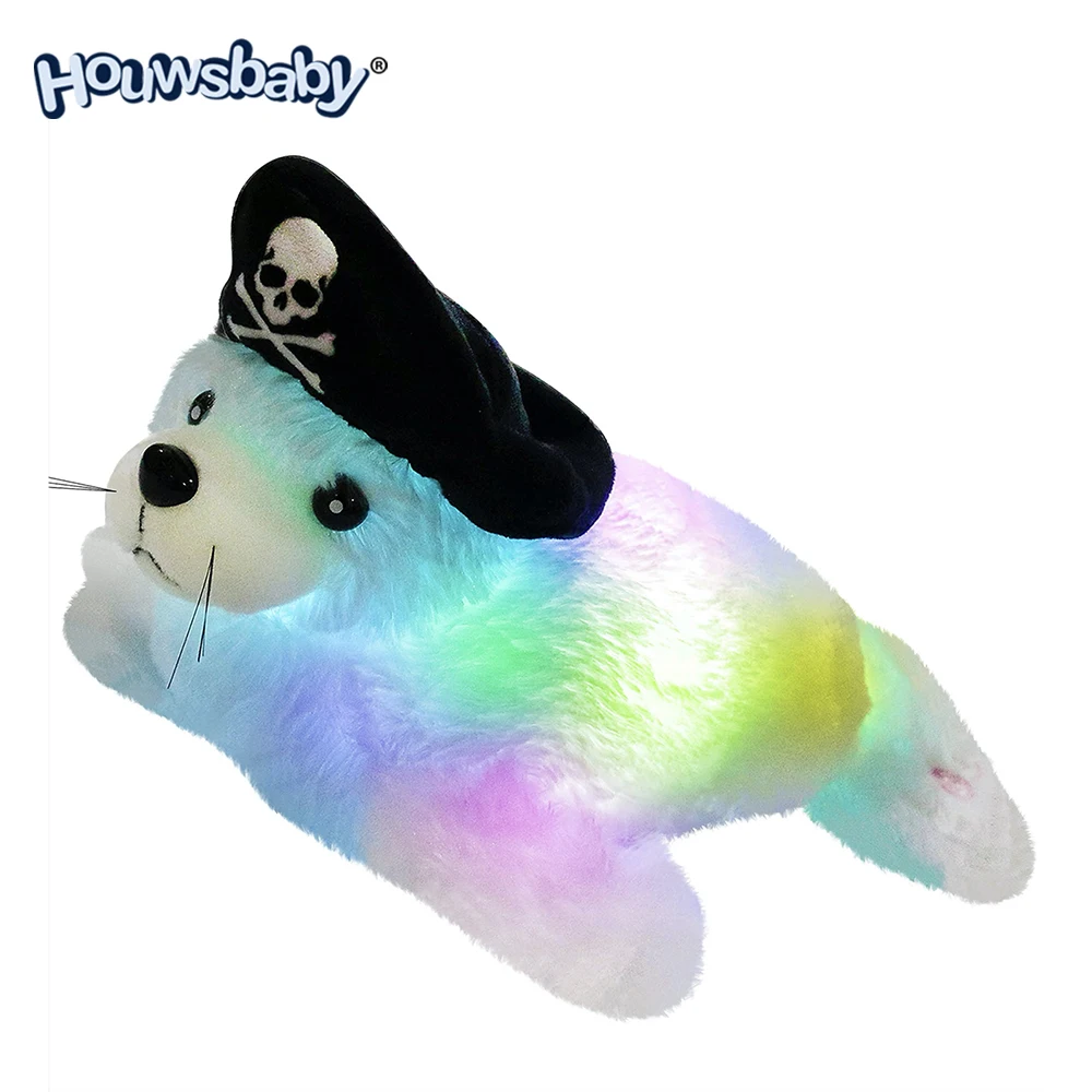 

Houwsbaby LED Pirate Sea Lion Stuffed Animal Light Up Plush Toy for Kids Glow at Night Soft Adorable Gift for Toddlers, 14''