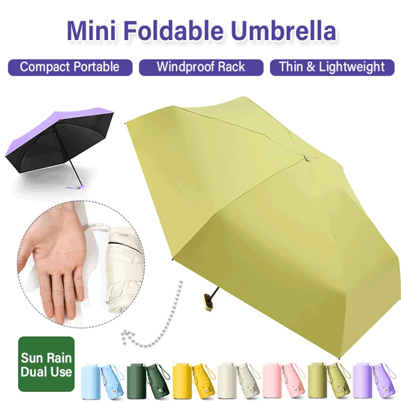 

Mini Umbrellas Anti UV Umbrella six-Folding Parasol Sunny Small Rain Women Sun Protection Paraguas Portable for Travel