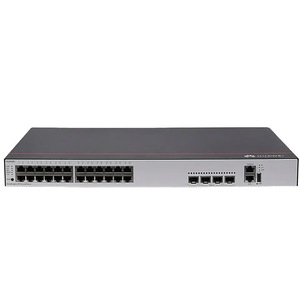 

S5735-L24P4X-A 24*10/100/1000BASE-T Ports, 4*10GE SFP+ Ports, PoE+, AC Power