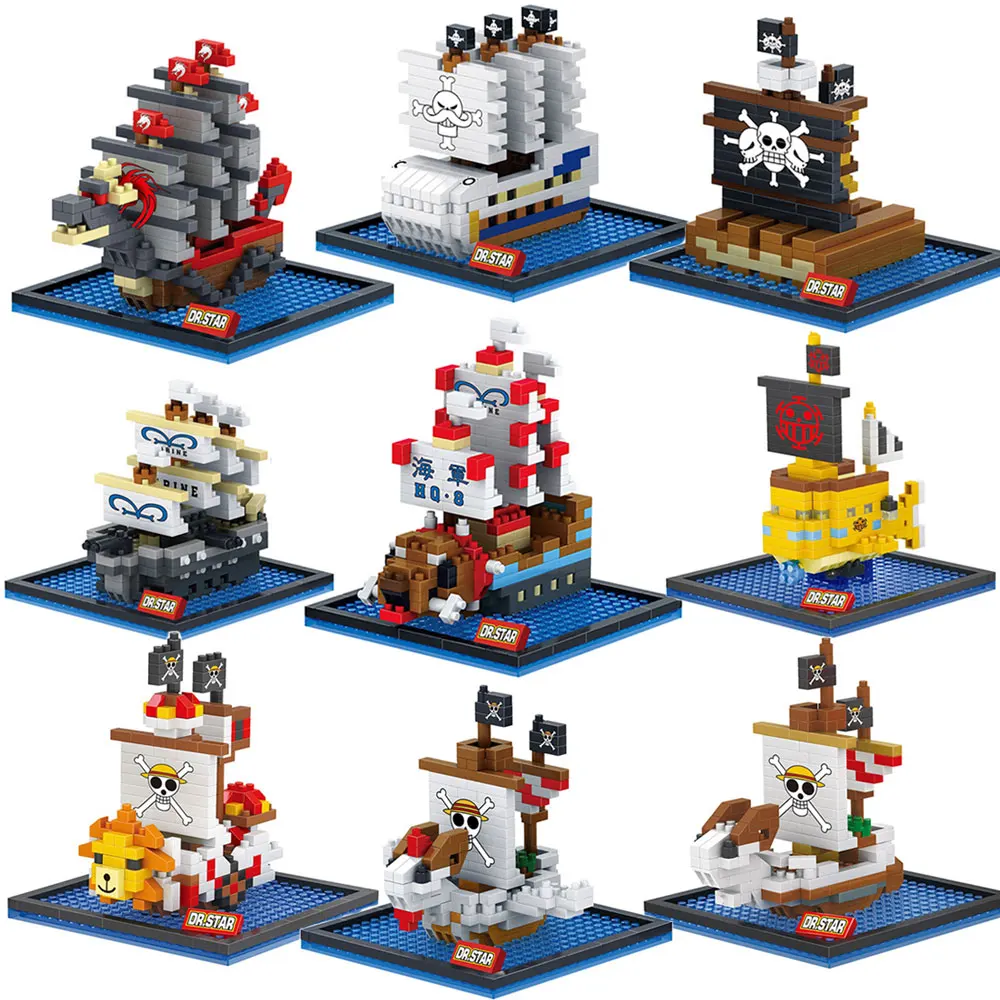 

Anime One Piece Luffy Thousand Sunny Pirate Ship Series Karp HQ-3 Buildding Block White Beard Bricks Moby Dick Boat Toy Kid Gift