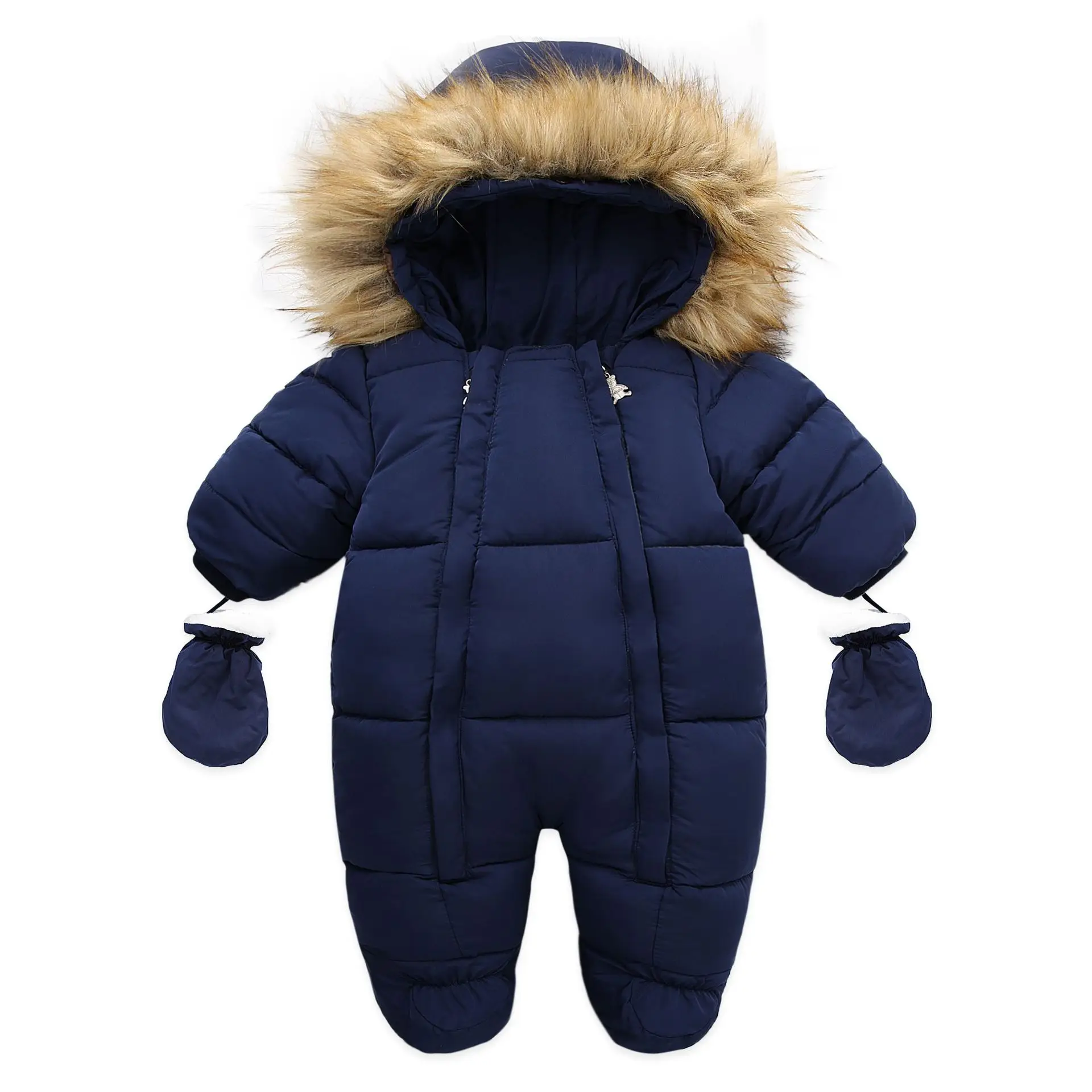 

AYNIGIELL Winter Baby Overalls Snowsuit Thick Warm Infant Hooded Inside Fleece Jacket Newborn Boy Girl Autumn Jumpsuit