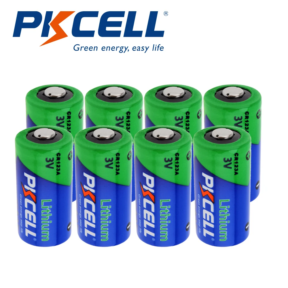 

8Pcs Pkcell cr123a 3V Lithium Li- MnO2 Battery Equal CR123 123A CR17345 KL23a VL123A DL123A 5018LC 1500mah For Medical equipment