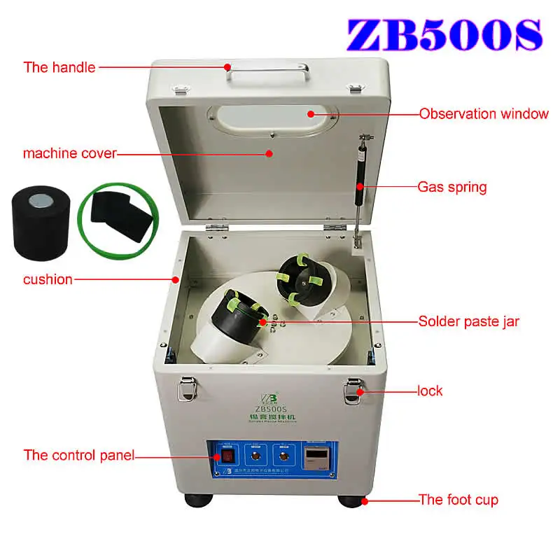 

ZB500S Automatic Solder Paste Mixer SMT Soldering Mixing Tin Paste Blender Machine for Repairing PCB 500-1000g Tin Cream Mixer