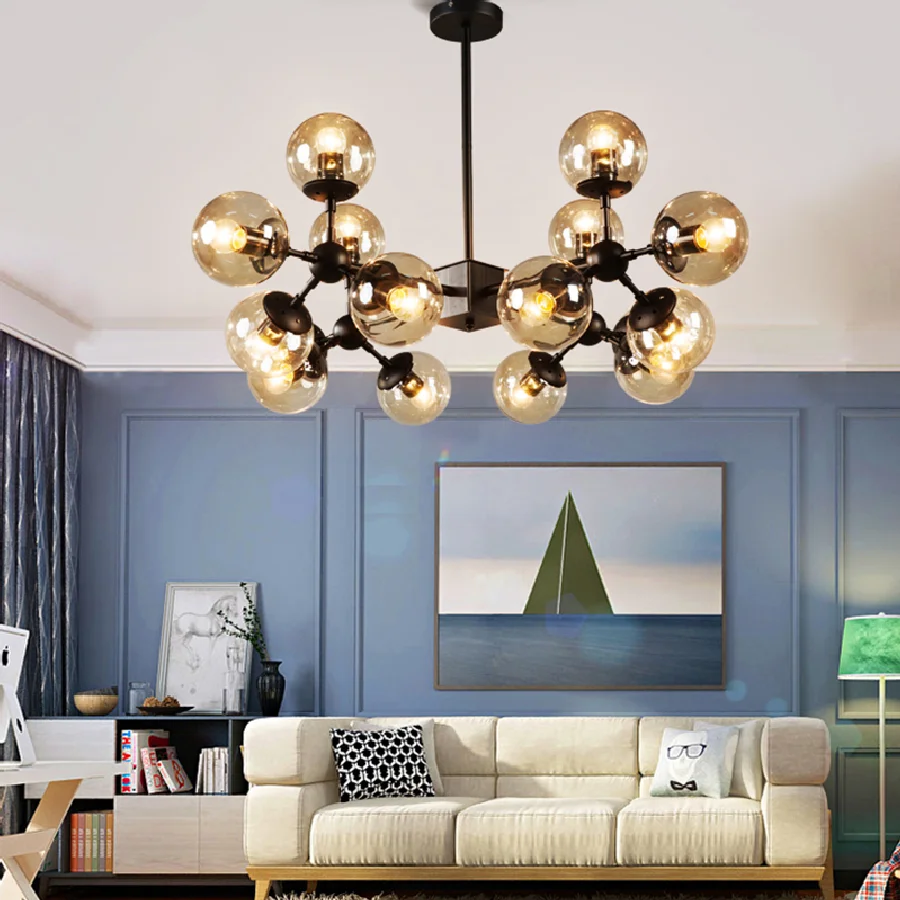 

Vintage Loft Industrial Led Ceiling Lights Living Room Retro Lampara Techo Luminarias Glass Lustre Decoration Room Light Fixture