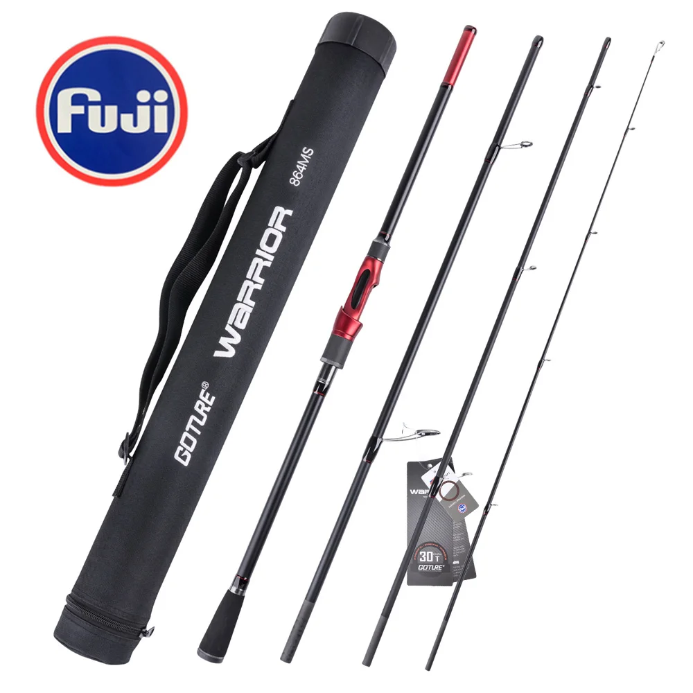 Goture WARRIOR Ⅱ Fishing Rods Carbon Fiber 4 Sections Light Portable Travel Lure Rod Spinning Casting FUJI Fishing rod M MH ML