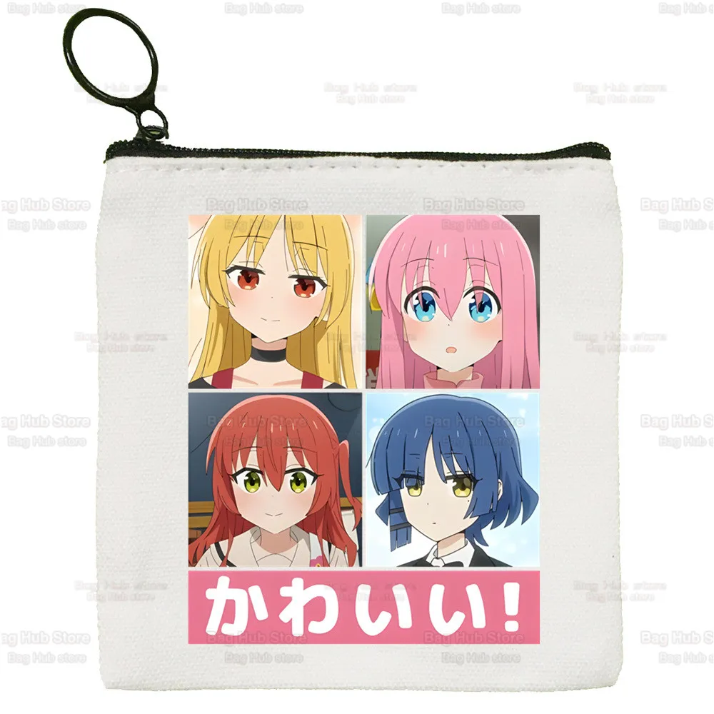 Bocchi The Rock Simple Canvas Coin Purse Cute Kessoku Band Cartoon Key Case Hitori Gotou Lady Bag Coin Storage Bag