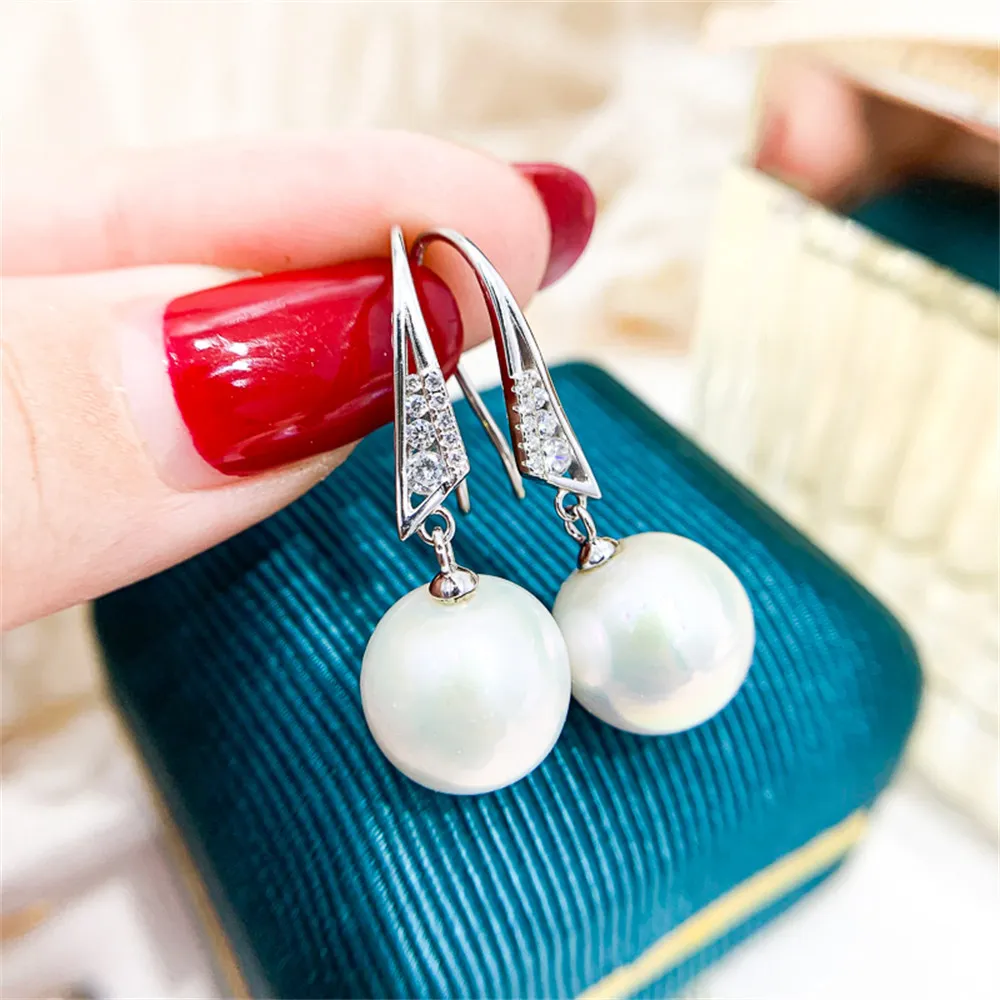 

DIY Pearl Earnail Accessories S925 Sterling Silver Jewelry Gold Earhook Female Empty Holder Fit 8-12mm Beads