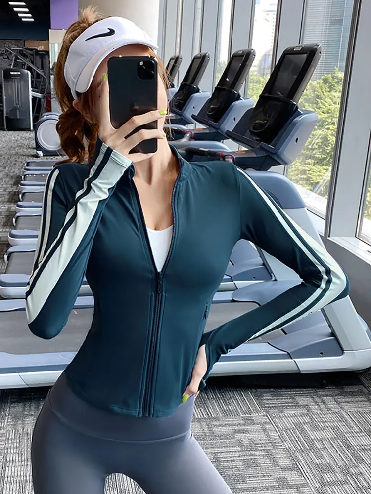 

Yoga Jacket Women Slim Stretch Stand-up Collar Spring Summer New Fitness Coat Sports Top Loose Cardigan Zipper Running Tops 2022
