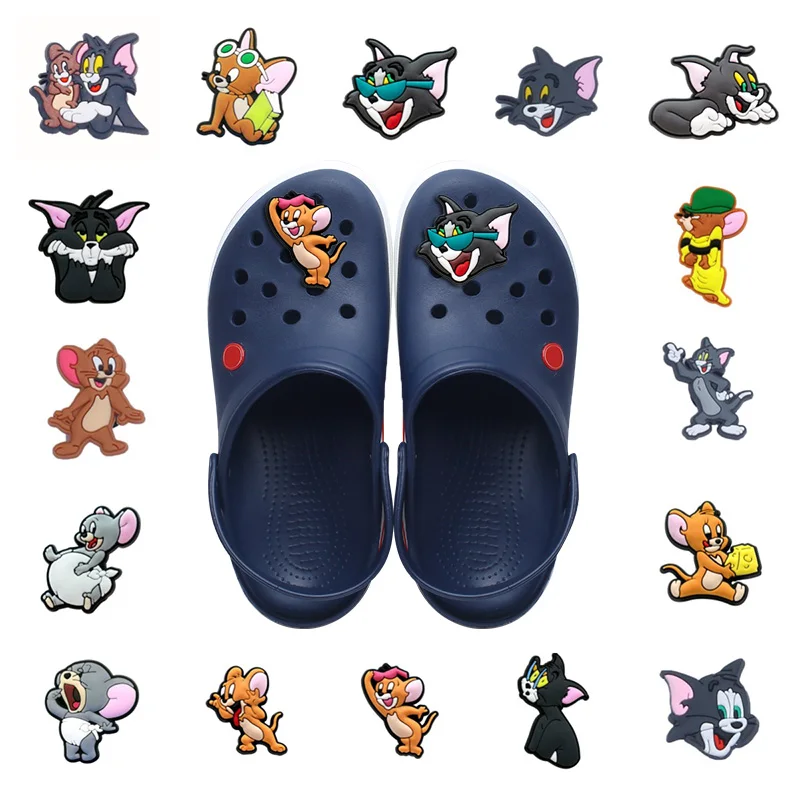 1pc PVC Shoe Charms Cute Mouse Cat Cartoon Figure Shoe Buckles Decorations Wholesale Shoe Part&accessories for Kids Gift Sandal
