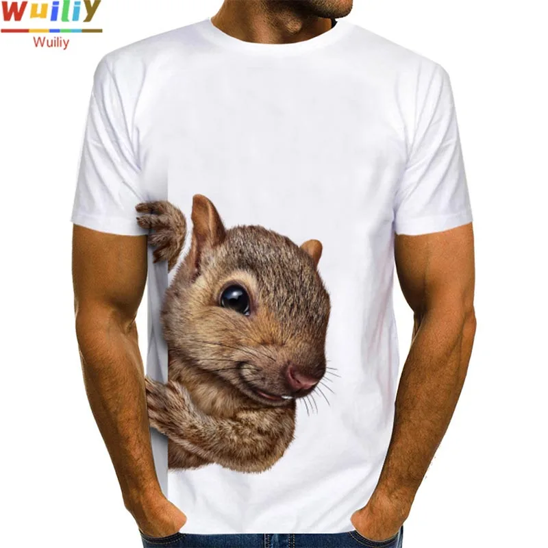 Купи Men's Squirrel Graphic T Shirt 3D Print Shirt Animal Tees Lovely Pattern Tops Men/Women Cute Puppy Face Tee Funny Pet T-shirt за 149 рублей в магазине AliExpress