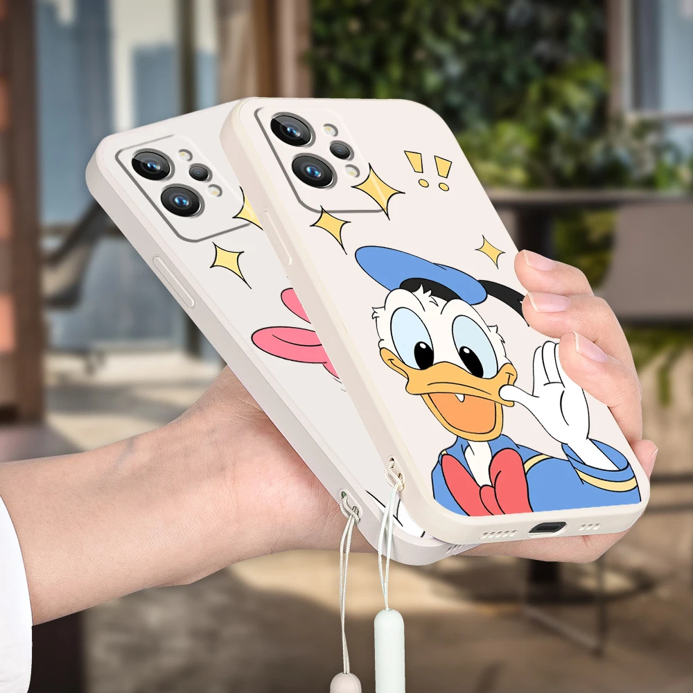 

Disney Princess Donald Duck Liquid Rope Phone Case For OPPO Realme Q3S Q5i 50A 50i C21Y C11 GT Neo3 Neo2 9 9i 8 8i 7 Pro Plus