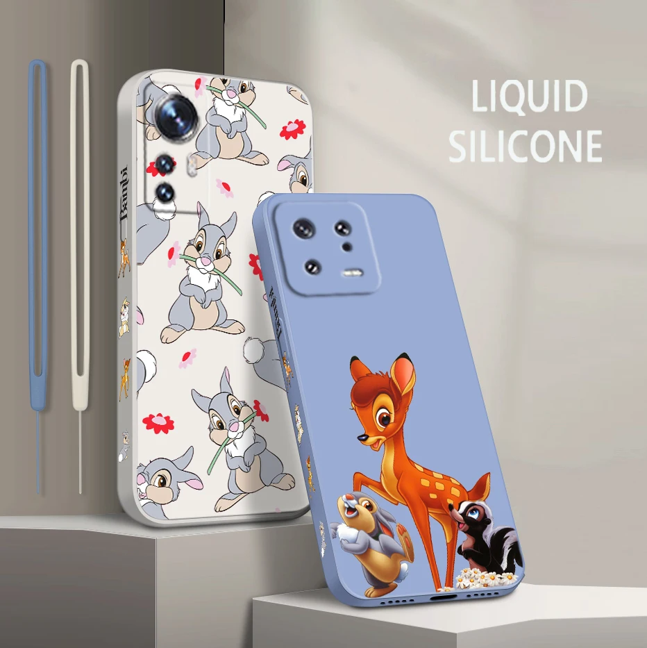 

Bambi Cartoon For Xiaomi Mi 13 12 12T 11 11T 10 10T 9 9SE Lite Pro Ultra A3 Liquid Left Rope Soft Phone Case Coque Capa Fundas