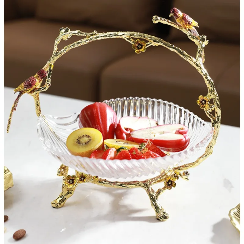

Luxury Fruit Bowl Handmade Handicraft Exquisite Bird Handle Decorative Fruit Bowl Basket Food and Vegetables Holder
