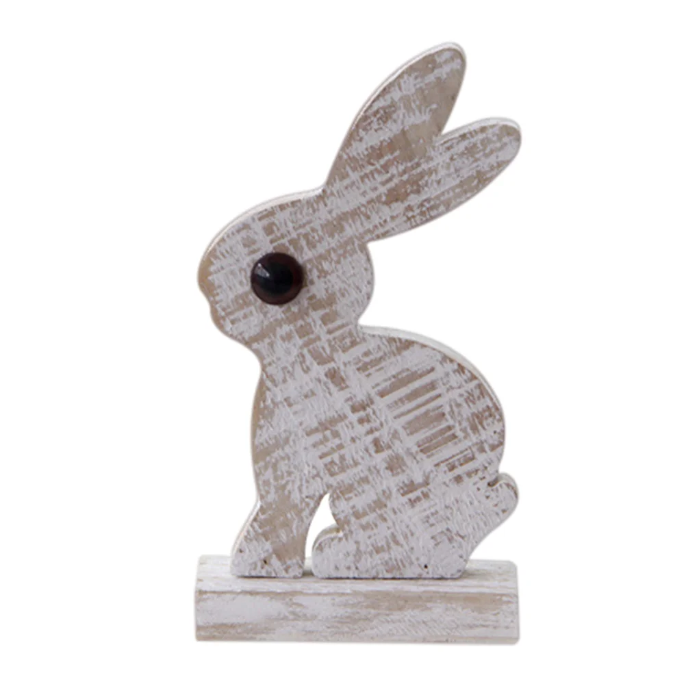 

Wooden Rabbit Adorn Lovely Bunny Ornament Wooden Bunny Sculpture DIY Decor