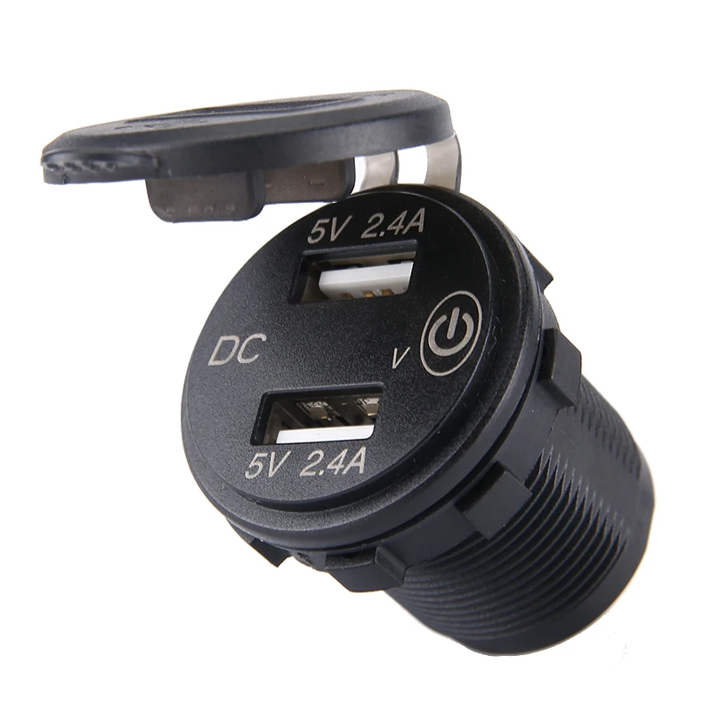 

Dual USB Socket Car Charger Adapter 12V-24V 4.8A Automobile Chargers Socket Power Outlet LED Touch Voltmeter Adapters
