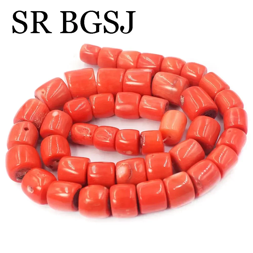 10-14 мм барабанная колонна длинная нить натуральный морской бамбук оранжевый