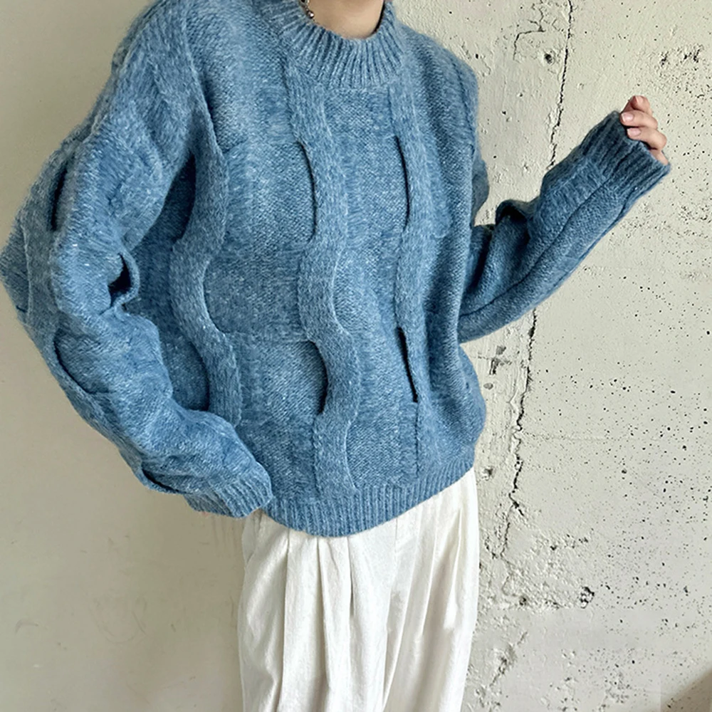 TWOTWINSTYLE однотонные минималистичные свитера для женщин с круглым вырезом и