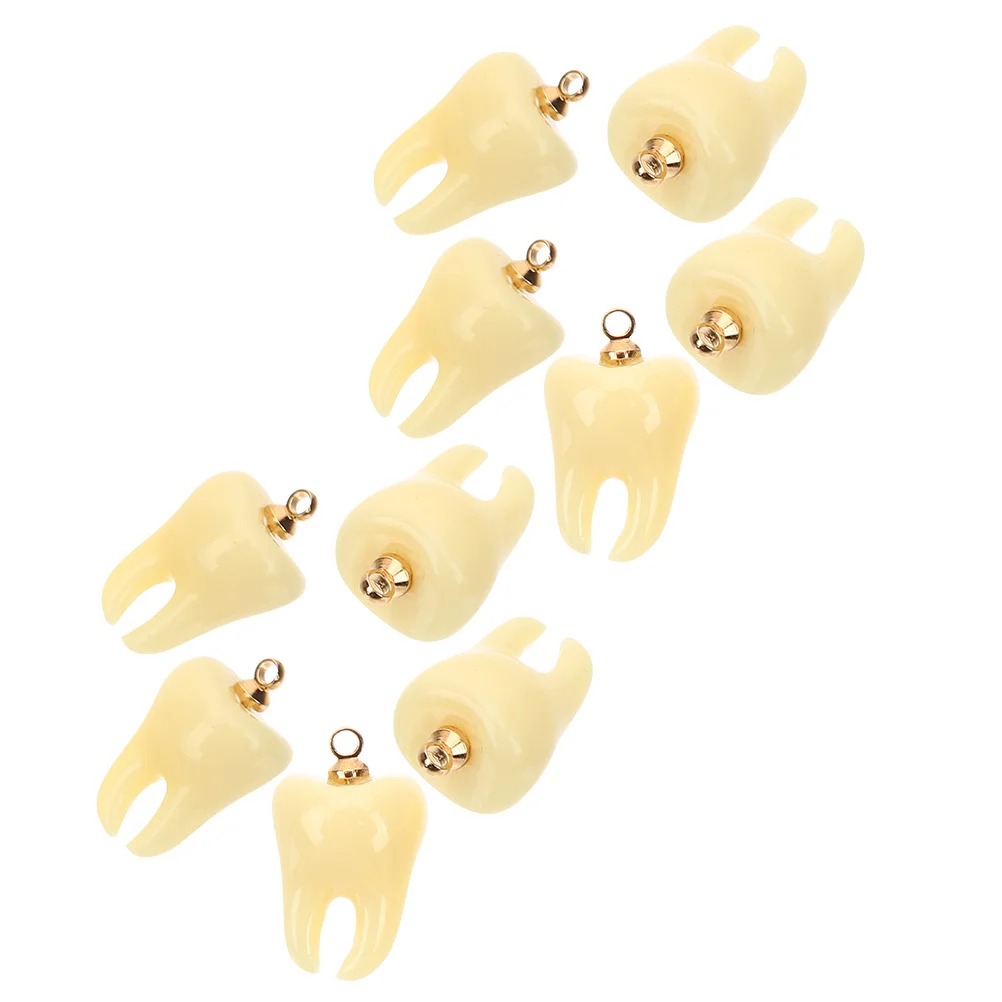 

10 Pcs Tooth Shape Pendant Resin Small Charms Necklace Amulet Jewelry Teeth Mini Pendants Making Dainty