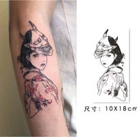 temporary tattoo devil mask japanese geisha movie girl body art water transfer fake tatoo flash tatto sticker for men women
