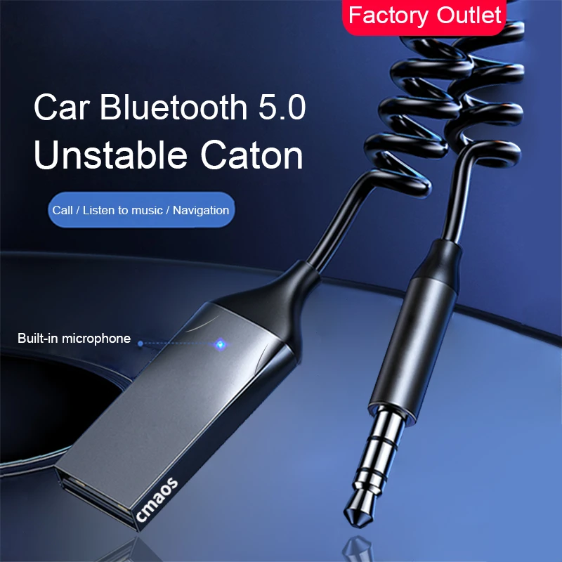 

Bluetooth Aux адаптер CMAOS, беспроводной автомобильный Bluetooth-приемник с USB на разъем 3,5 мм, Музыкальный Микрофон, гарнитура, адаптер для автомобильно...