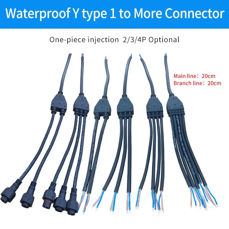 

1pc IP67 Waterproof Cable Y Type Connector Plug 2 3 4 Pin Connector Wire Male Female Electrical Line Splitter Outdoor Led Strips
