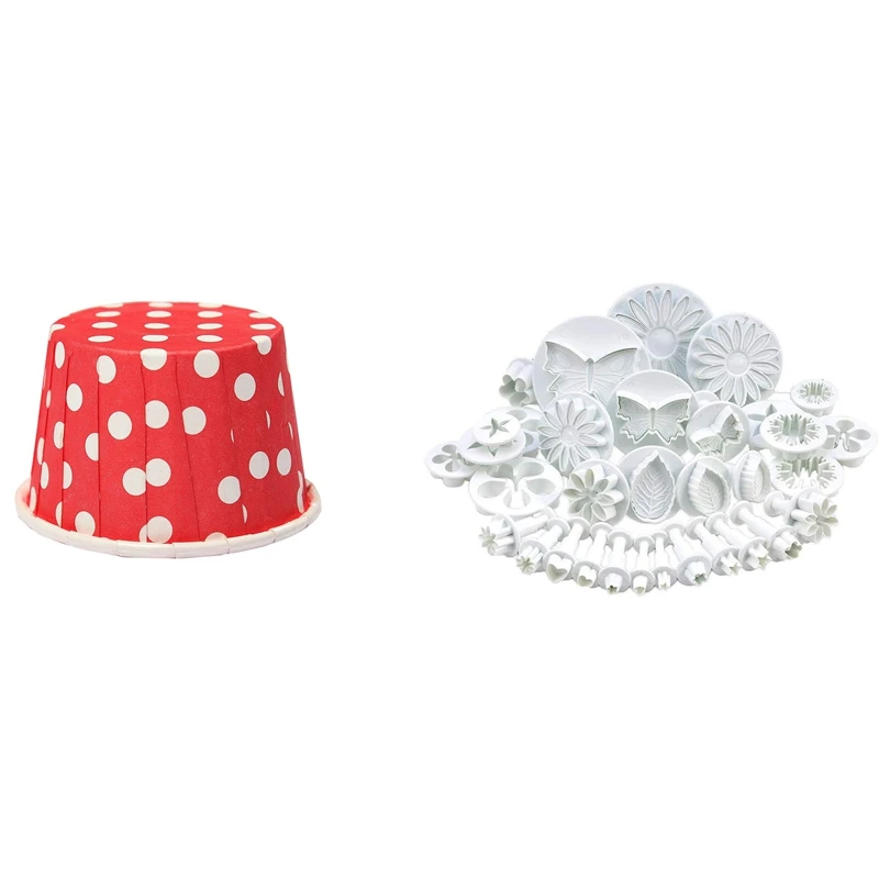 

100 шт. бумажные формы для упаковки тортов и 33 шт. декоративных форм в форме сердца