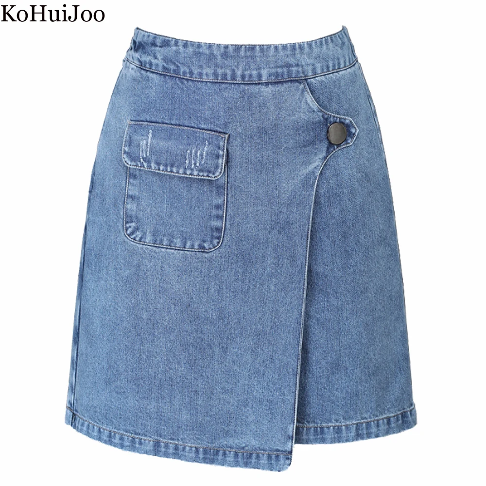 

KoHuiJoo Irregular Shorts Women 2022 Spring Summer New Loose Plus Size Fashion Divided Skirt High Waist A Line Jeans Shorts