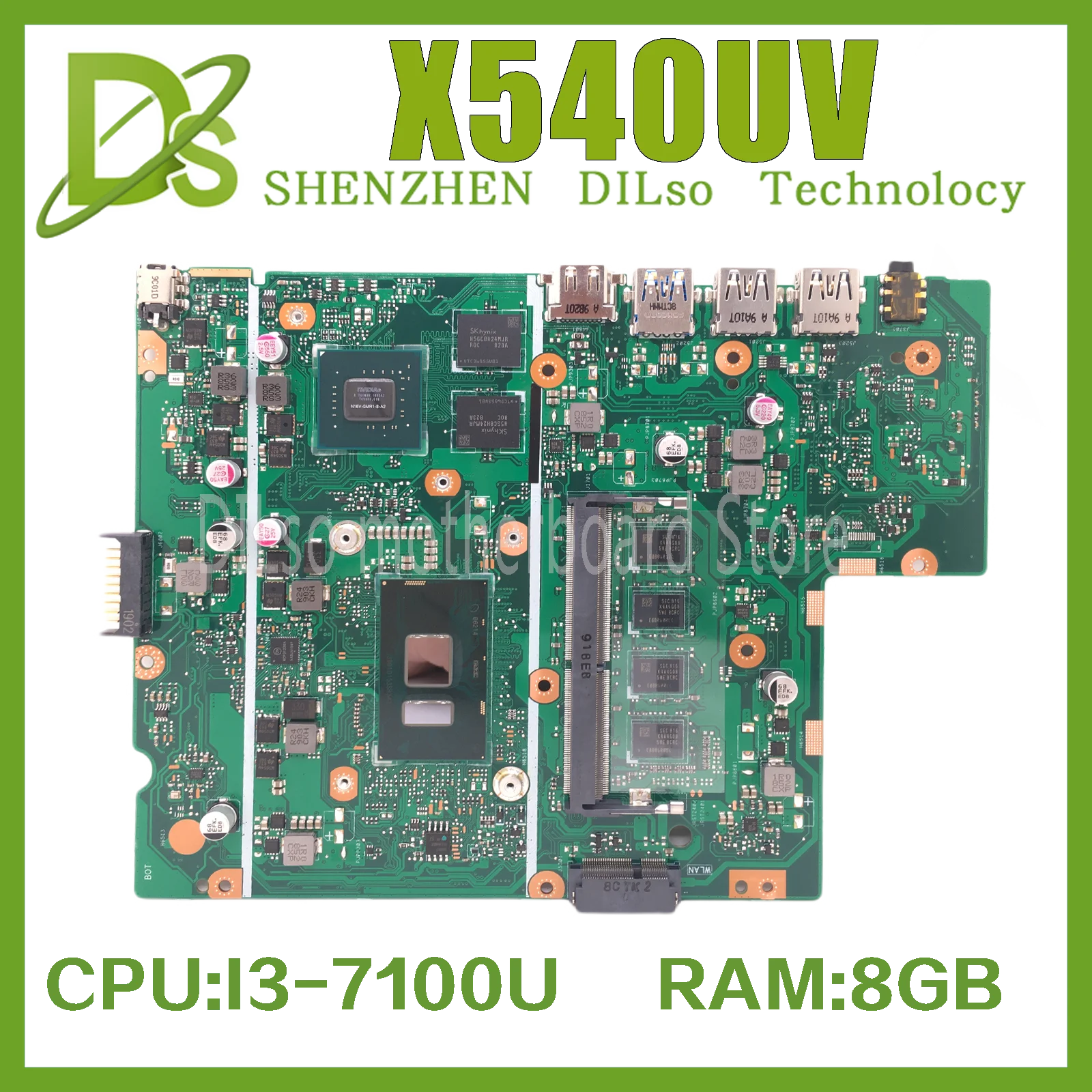 

KEFU X540UV Материнская плата ASUS Vivobook 15 A540L X540U X540UB X540 Материнская плата ноутбука 8 ГБ/Оперативная память I3-7100U 920MX/2G 100% рабочих