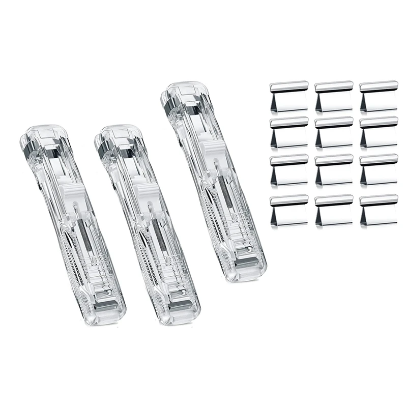 

3 Pieces Clear Stapler Mini Stapler Push Staplers For Desk Trendy Small Stapler With 100 Pieces Stainless Steel Clips