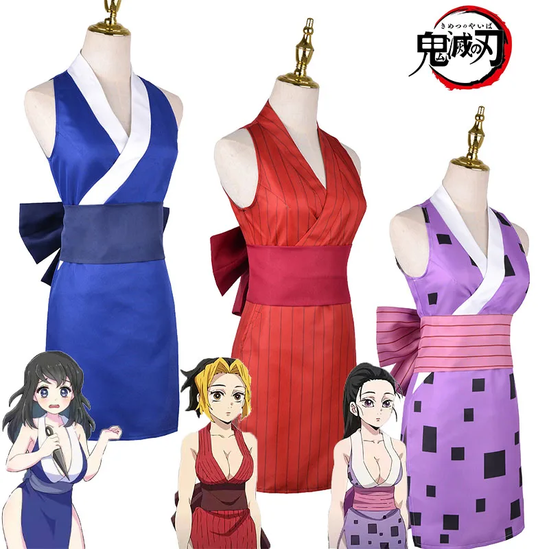 

Anime Demon Slayer Season 2 Suma Hinatsuru Makio Cosplay Costume Uzui Tengen Wives Uniform Sexy Dress Entertainment District Arc