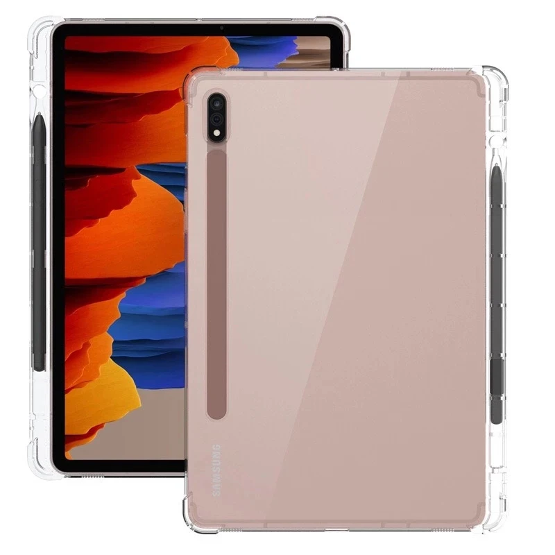 

Tablet Pencil Case For Samsung Galaxy Tab S7 + FE Plus 11 12.4 2020 2021 SM-T870/T875//T730/T735/T970/T975 Soft Silicone Shell