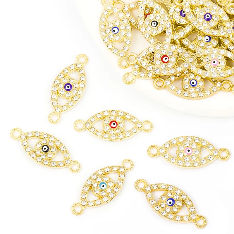 

20Pcs /Lot Turkish Greek Evil Eye Pendant Enamel Drip Zirconia Charm For Jewelry Making Diy Necklace Bracelet Connector Ornament